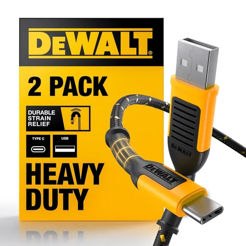 Vista 10 de DEWALT Heavy Duty USB C Cable (USB 2.0, Black, 1 feet)