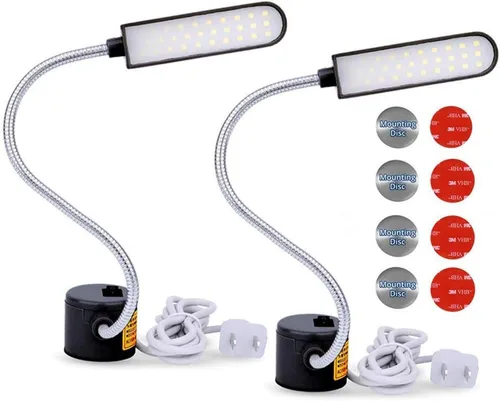 Vista 10 de Luz para Máquina de Coser, Lámpara de Trabajo Magnética LED, 30 LED, 6W, Multifuncional, Cuello de Ganso Flexible, Lámpara de Costura con Base