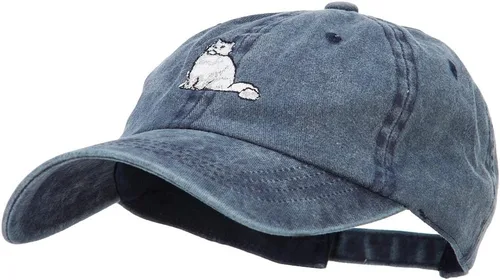 Vista 2 de Gorra de sarga de algodón lavado bordado de gato persa