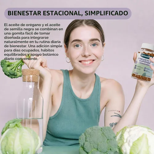 Vista 4 de Gomitas de aceite de orégano con aceite de semilla negra, ajo y saúco, 60