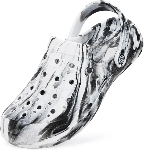 Vista 2 de Eagsouni Zuecos con soporte de arco para mujer y hombre, unisex, para adultos, antideslizantes, para exteriores, playa, color blanco, 8.5-9.5
