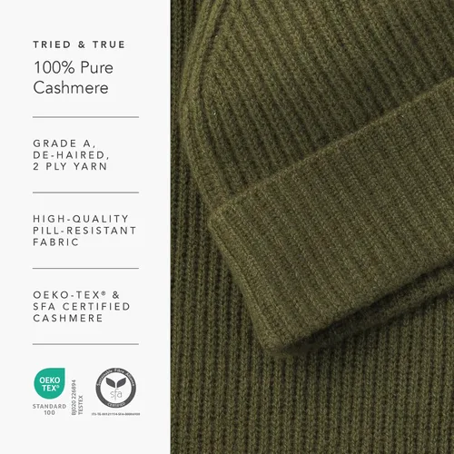 Vista 28 de Fishers Finery Sombrero con puños acanalados de cachemira 100% pura para hombre; ultra felpa