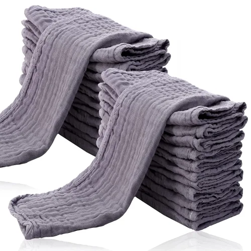 Vista 32 de Cute Castle Paquete de 24 paños de muselina para bebé, 100% algodón, ultra absorbentes, grandes, 20 x 10 pulgadas, trapos de leche súper Aguamarina