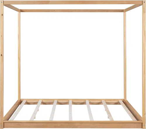Vista 6 de Harper & Bright Designs Cama King con dosel de madera con 4 paneles de póster, marco de cama de suelo, cama de plataforma tamaño King para niños