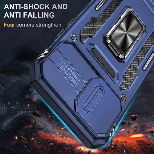 Vista 6 de Funda para iPhone 12 Pro Max con 2 protectores de pantalla, cubierta deslizante integrada para cámara para 12Pro Max, funda para teléfono
