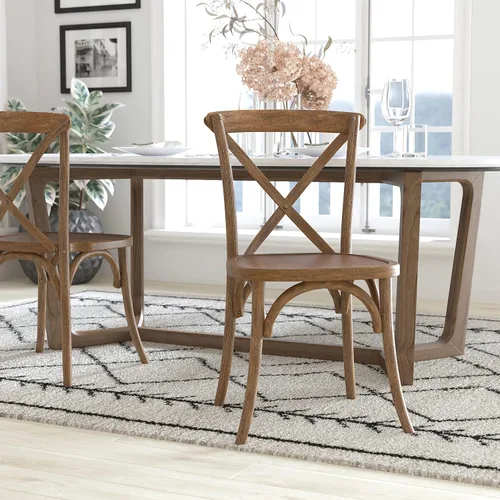 Vista 2 de Flash Furniture Advantage - Silla con respaldo en X natural oscuro raspado a mano Hand Stained Finish, Durable Construction, Commercial Use
