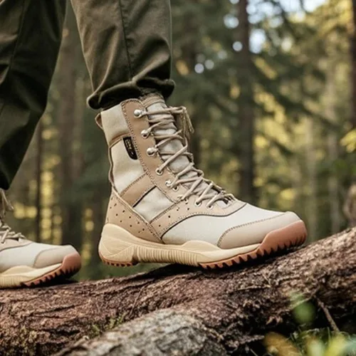 Vista 2 de Botas tácticas para hombre, ligeras, militares, de combate, impermeables, cómodas para el trabajo y la seguridad