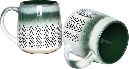 Vista 7 de Bosmarlin Juego de 2 tazas de café grandes de cerámica, 16 onzas, taza de té de cerámica azul grande para oficina y hogar, apta para lavavajillas