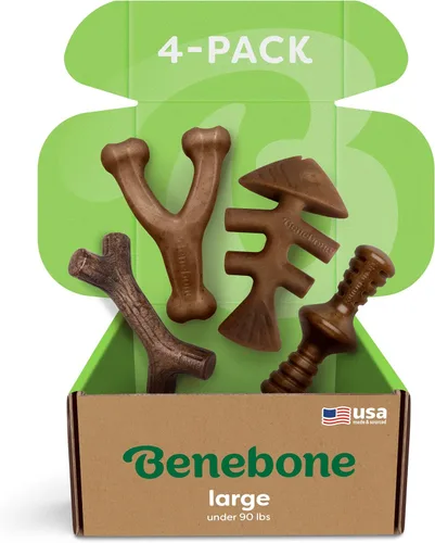Vista 27 de Benebone - Paquete de 2 juguetes masticables duraderos para perros, diseño Maplestick/Zaggler, tocino real, madera de arce real, fabricados