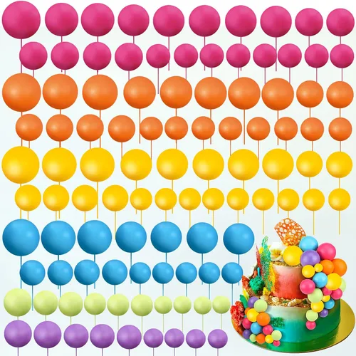 Vista 15 de 108 piezas de decoración de bolas para tartas, decoración de cupcakes, globos de espuma para tartas de bricolaje para bodas, aniversarios, blanco