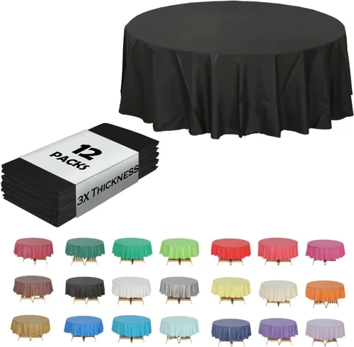 Vista 14 de Evershine (12 unidades de manteles de plástico resistentes, reutilizables, rectangulares de 54" x 108", blanco)