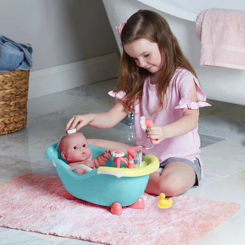 Vista 6 de JC Toys - Muñeca y baño de 14 pulgadas para amar a los bebés Juego de regalo y accesorios de baño y ducha de trabajo real Posable e impermeable