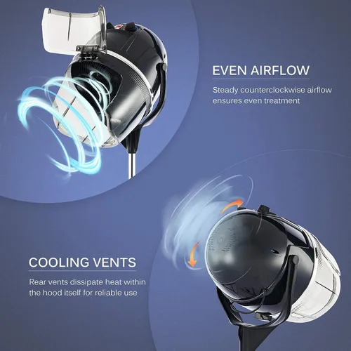 Vista 2 de Secador de pelo profesional Y-NOT con altura ajustable, casco con soporte de pie con ruedas para salón de belleza y spa en casa