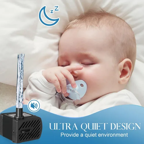 Vista 5 de Lounsweer Juego de 12 mini bomba de fuente de 50 GPH 3W pequeña bomba de agua sumergible con tubo de 3.3 pies aspirador eléctrico silencioso
