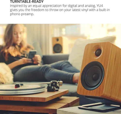 Vista 5 de Kanto YU4BAMBOO Altavoces Amplificados con Bluetooth y Preamplificador de Phono Integrado Modo de Espera Automático y Encendido Control Remoto