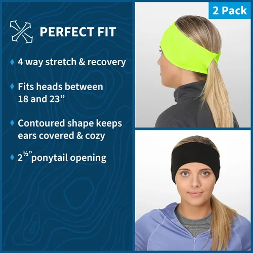 Vista 56 de TrailHeads - Diadema para mujer, diseño de cola de caballo, con banda para la oreja que absorbe la humedad, ideal para correr