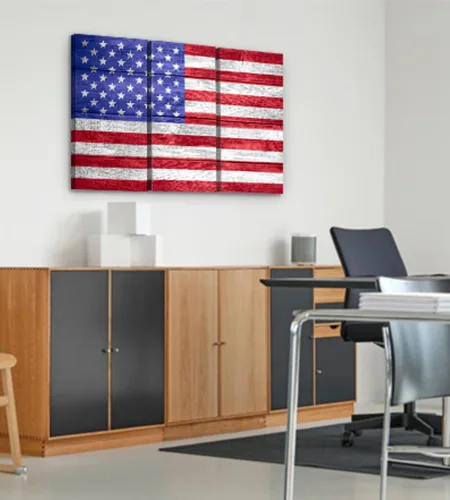 Vista 9 de Lienzo decorativo para pared con la bandera estadounidense, juego de 3 piezas, impresiones grandes decorativas de varios paneles divididos, aspecto