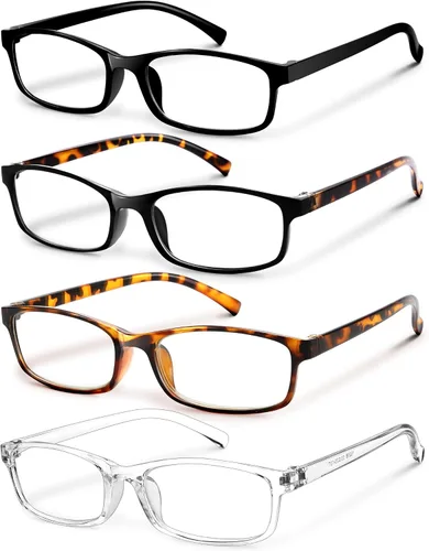 Vista 10 de Gaoye +0.5 Paquete múltiple de lentes de lectura - Lentes con bloqueo de luz azul, marcos TR90, UV400 - Gafas con visión clara *Negro + leopardo