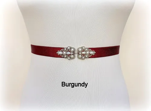 Vista 5 de Black Elastic Silver Jeweled Pearl Dress Belt, Sizes XS to 3XL
