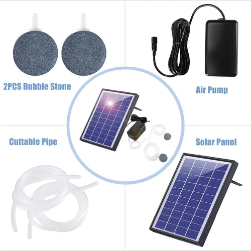 Vista 4 de Andoer Oxigenador de estanque alimentado por energía solar, bomba de oxígeno solar, bomba de aire de oxígeno para acuario, aireador de pesca