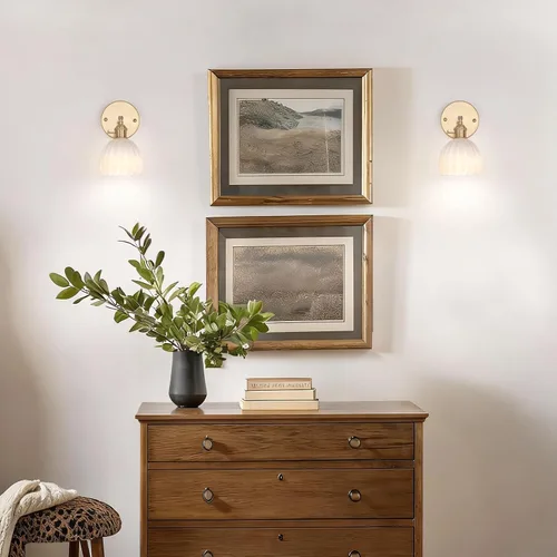 Vista 8 de Shenmoyl Aplique de pared vintage a pilas con bonita pantalla de vidrio de tulipán blanco, inalámbrico, recargable, luz de pared funciona