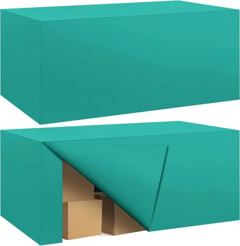 Vista 41 de Paquete de 2 manteles ajustados para mesa rectangular de 4 pies, 48 x 24 pulgadas, cubiertas de mesa verde manzana, tela de poliéster resistente al