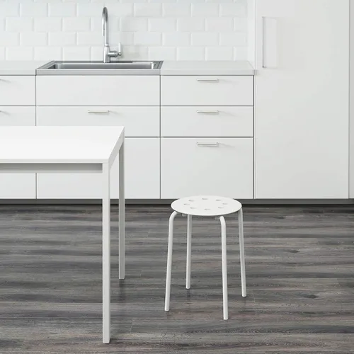 Vista 2 de 10 Pack Stackable Stools, 17" Plastic Round Stools Stacking Chairs, White Nesting Stool, Portable Multipurpose Stool Chairs Flexible Seating for