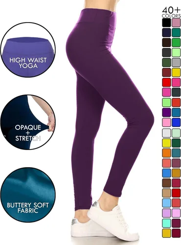 Vista 2 de Leggings Depot Leggings de cintura alta para mujer suaves como la mantequilla pretina de 3 pulgadas para yoga tallas regular plus 1X3X 3X5X