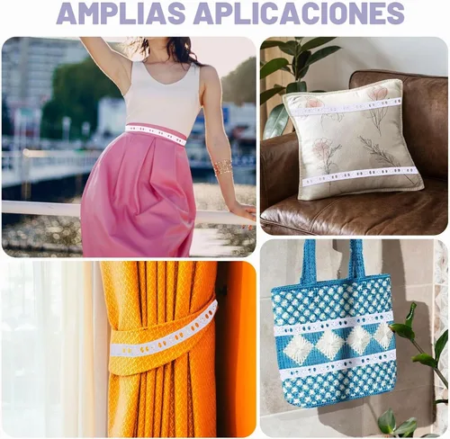 Vista 7 de CHGCRAFT 16 yardas de algodón blanco con ojales de encaje bordado, borde de cinta de algodón floral, cinta de encaje bordada, accesorios