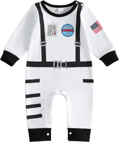Vista 8 de Disfraz de astronauta para bebé niño y niña, traje espacial para Halloween Un mameluco