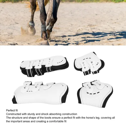 Vista 6 de Zerodis 4 botas de caballo, botas de tendón de caballo con frente abierto, botas ajustables y ligeras para pierna de caballo con correas de hebilla