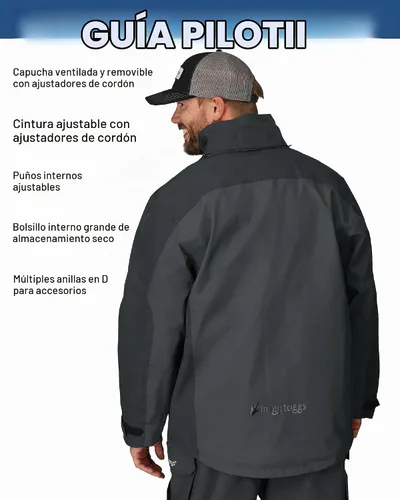 Vista 3 de FROGG TOGGS Pilot 2 Guide - Chaqueta impermeable transpirable de 3 capas Negro/gris carbón