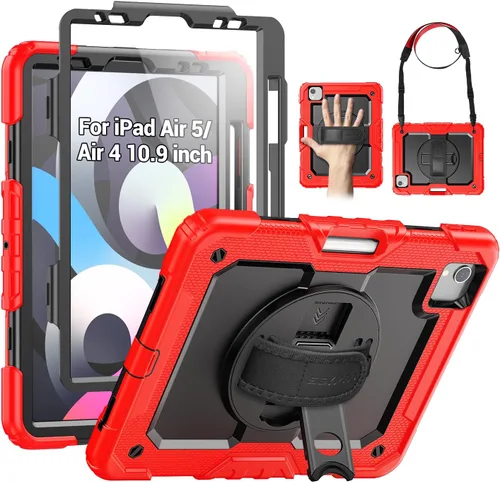 Vista 13 de SEYMAC Funda para iPad Air de 5ª/4ª generación de 10.9 pulgadas, Funda Protectora de Cuerpo Completo Resistente a Golpes con Protector de Pantalla