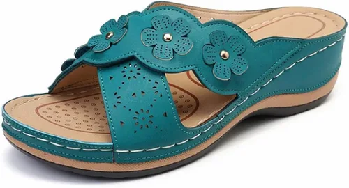 Vista 8 de Sandalias ortopédicas con soporte de arco, sandalias planas para exteriores, estilo bohemio, para caminar, cómodas, elegantes, informales