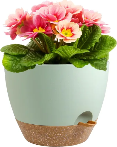 Vista 18 de Meowell Macetas grandes de 12 pulgadas con riego automático para plantas de interior y exterior, macetas para flores con orificios de drenaje