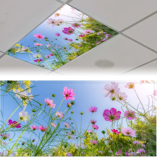 Vista 10 de 2 cubiertas de luz fluorescente para luces de techo, cubiertas magnéticas de luz de hojas de primavera con 10 imanes, filtros de luz fluorescentes