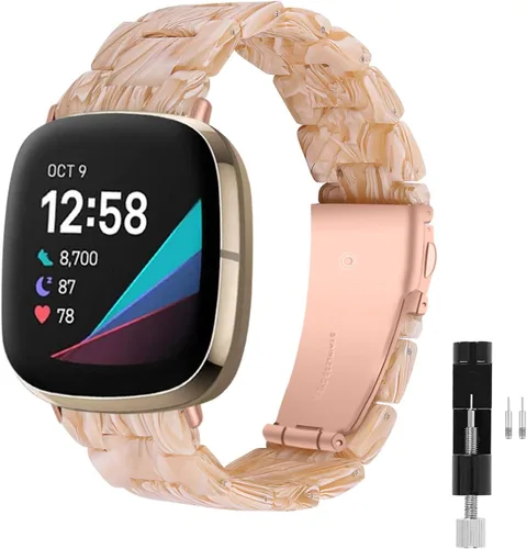 Vista 18 de Correa de reloj de resina compatible con Fitbit Versa 4/Sense 2/Versa 3/Sense 1, pulsera brazalete de moda ligera y ajustable de repuesto