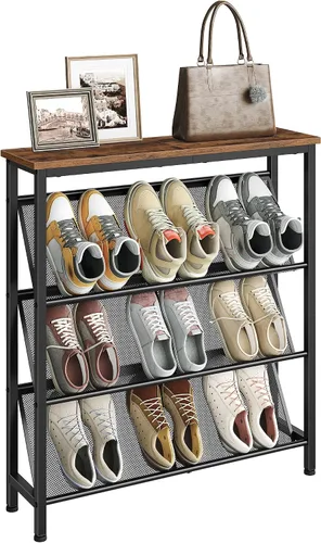 Vista 12 de CHOEZON Zapatero, Estante de Almacenamiento de Zapatos Inclinado de 4 Niveles, Zapatero Estrecho para Entrada, Organizador de Zapatos con Patas