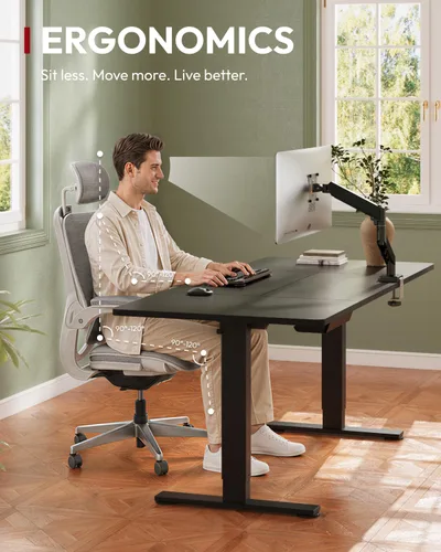 Vista 5 de SANODESK Escritorio eléctrico ergonómico ajustable de altura grande de 63 x Marco extendido negro/parte superior negra