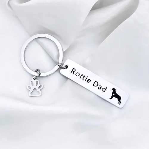 Vista 4 de LQRI Rottweiler Rottie Mom Rottie Dad Kechain Set de joyería para perros y mascotas, regalo Rottie para Rottweiler Rottie Mamá Papá, Metal, Acero