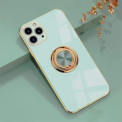 Vista 55 de Compatible con iPhone 11 Kickstand, anillo de rotación de 360 grados integrado con borde de oro rosa brillante que funciona con soporte magnético