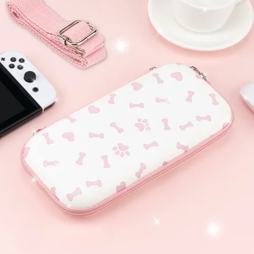 Vista 5 de BelugaDesign Corgi Boba - Estuche de transporte Protector blanco rosa pastel Lindas patas de té de burbujas de perro de anime Kawaii