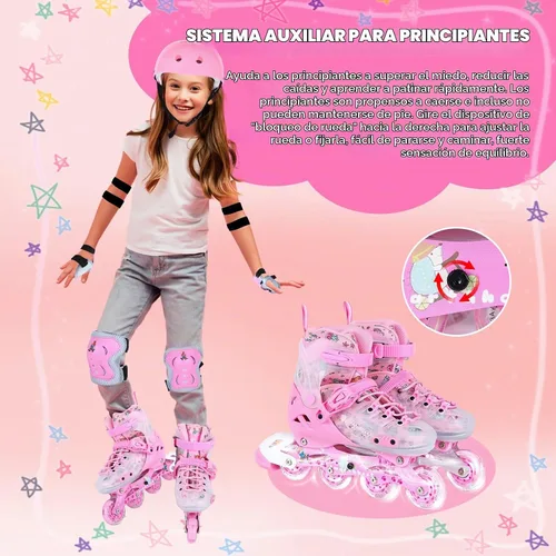 Vista 3 de Inline Skates, Adjustable Childrens Inline Skates with Light up Wheels for Girls, Boys, Teens, Beginner with Protective Gears and Carry Bag