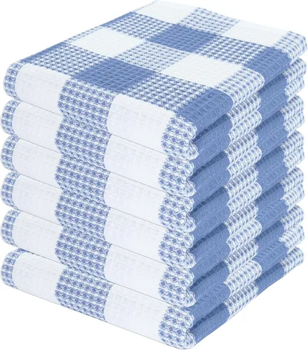 Vista 31 de PurpleEssences Trapos de cocina a cuadros con tejido de gofre, 100% algodón, 12 x 12 pulgadas, suaves, absorbentes, de secado rápido, trapos