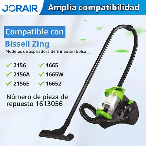 Vista 3 de Filtro de repuesto 2156A para aspiradora compatible con Bissell Zing 2156, 2156A, 2156E, 1665, 16652, 1665W Zing sin bolsa, comparar con la pieza