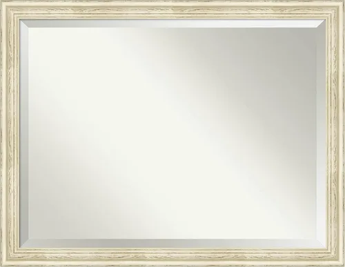 Vista 7 de Amanti Art - Espejo de baño blanco para sobre lavabo, espejo rectangular de 24x20 con lavado de campo blanco, marco rústico pequeño de madera