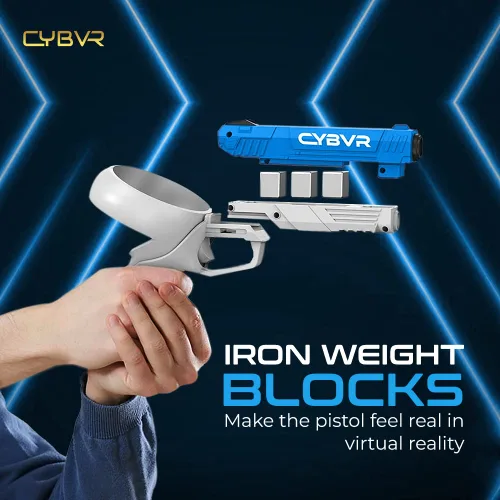 Vista 2 de CYBVR Weighted Gun Stock Controller Grips for the Oculus Quest 2 - VR Accessories for the Meta Quest 2