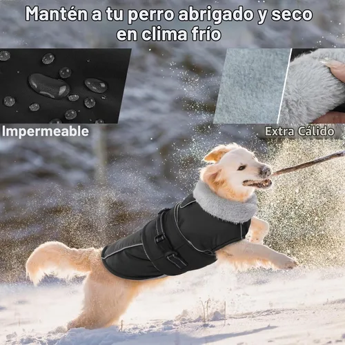 Vista 2 de Lelepet - Abrigo de forro polar ajustable para perro, chaqueta impermeable para perros Windproof Winter Cold Weather Coats with Adjustable Buckle