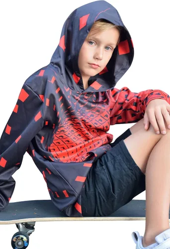 Vista 4 de AIDEAONE - Sudadera con capucha para niños y niñas de 6 a 16 años con estampado 3D y bolsillo, estilo casual