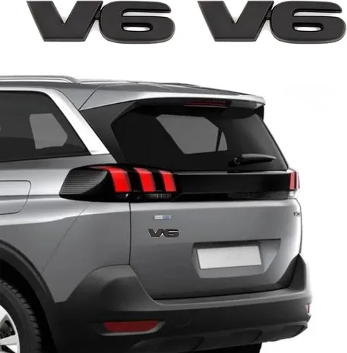 Vista 7 de 2 calcomanías de metal V6 Emblema para tronco, calcomanía de metal para decoración de automóvil (negro)
